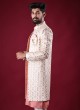 Raw Silk Jacket Style Indowestern In Cream Color